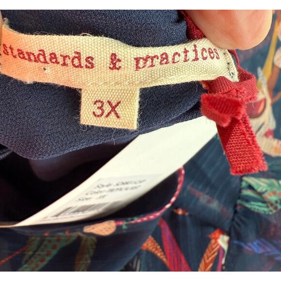 Standards & Practices Dress Womens 3X Tropical Chiffon Floral Boho Flattering - Picture 4 of 16